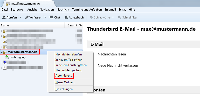 Konfiguration Mozilla Thunderbird